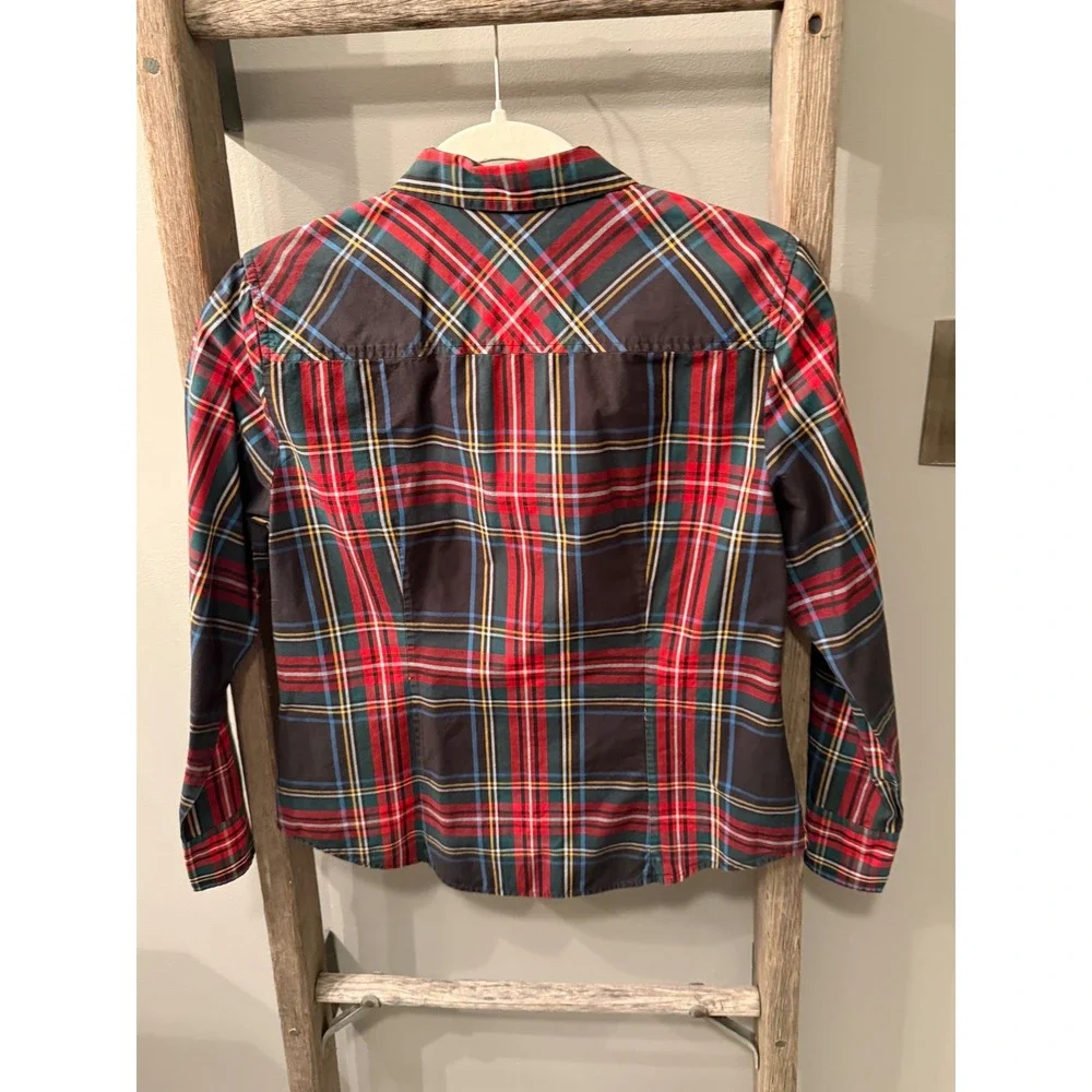 J.Crew Perfect Shirt 10P Red Green Tartan Plaid Button Down Cotton E6867 Womens